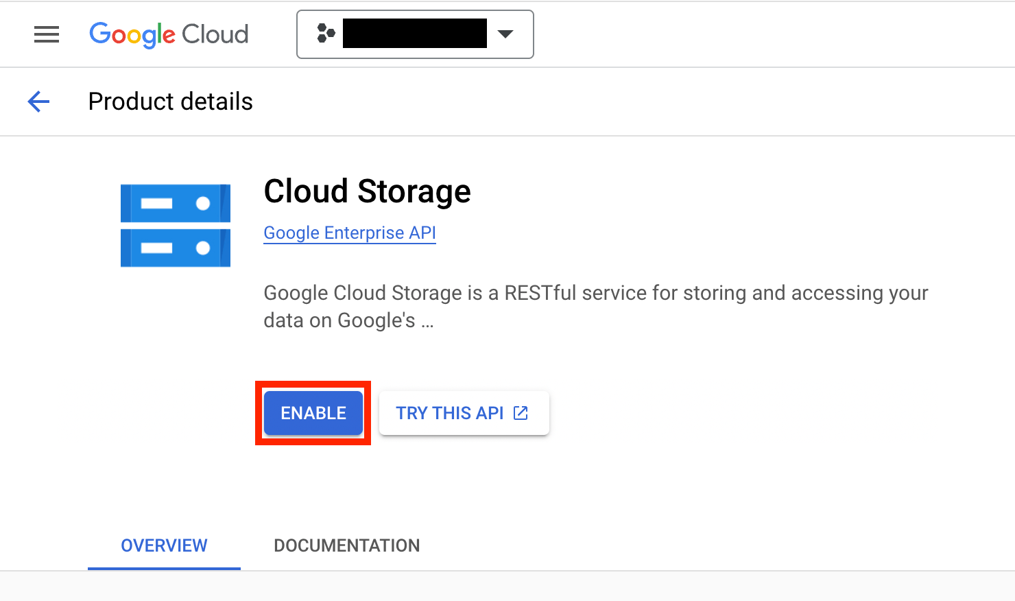 Enabling the Cloud Storage API in GCP