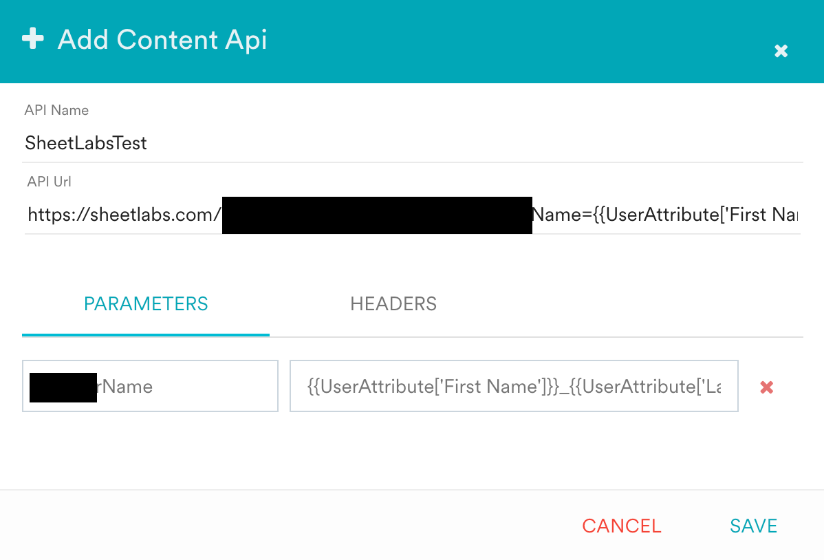 Configuring headers and parameters in the MoEngage Content API setup
