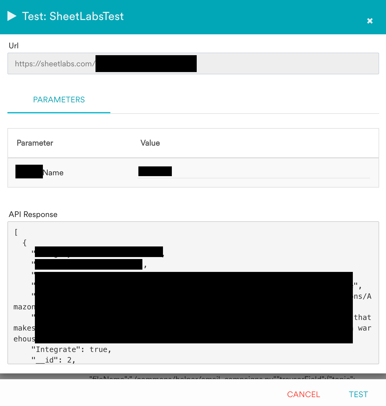 Testing the Sheetlabs Content API response in MoEngage