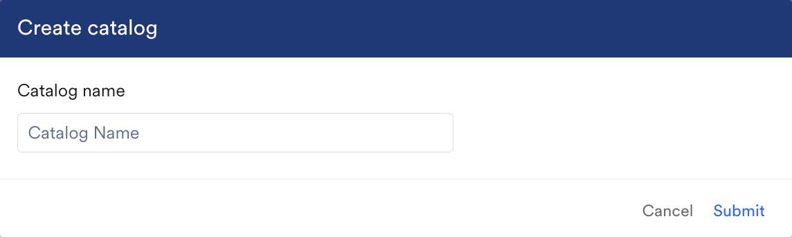 Create catalog dialog box