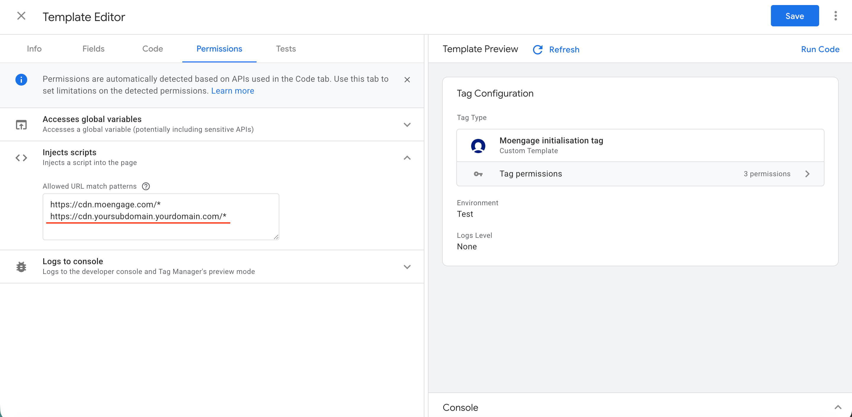 Update Template Permissions