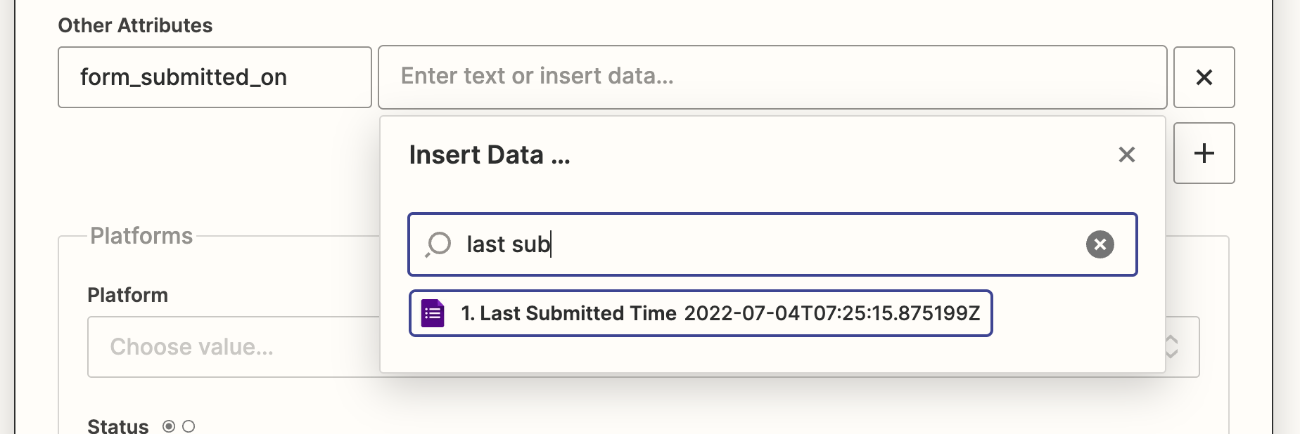 Adding custom key-value attribute pairs from previous trigger