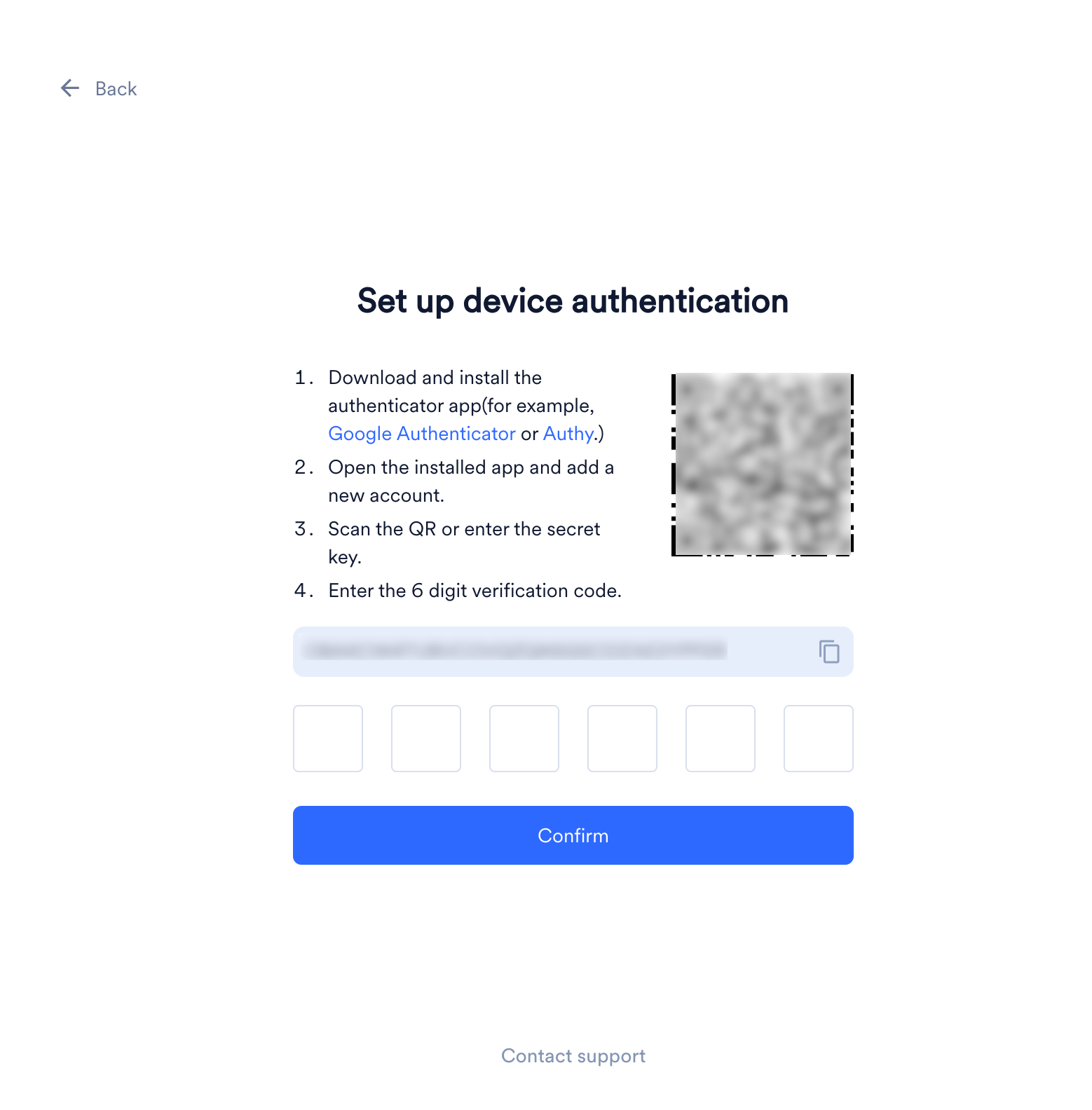 Set your device authentication page