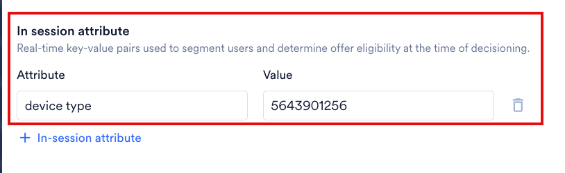 In-session attribute section showing Attribute and Value input fields