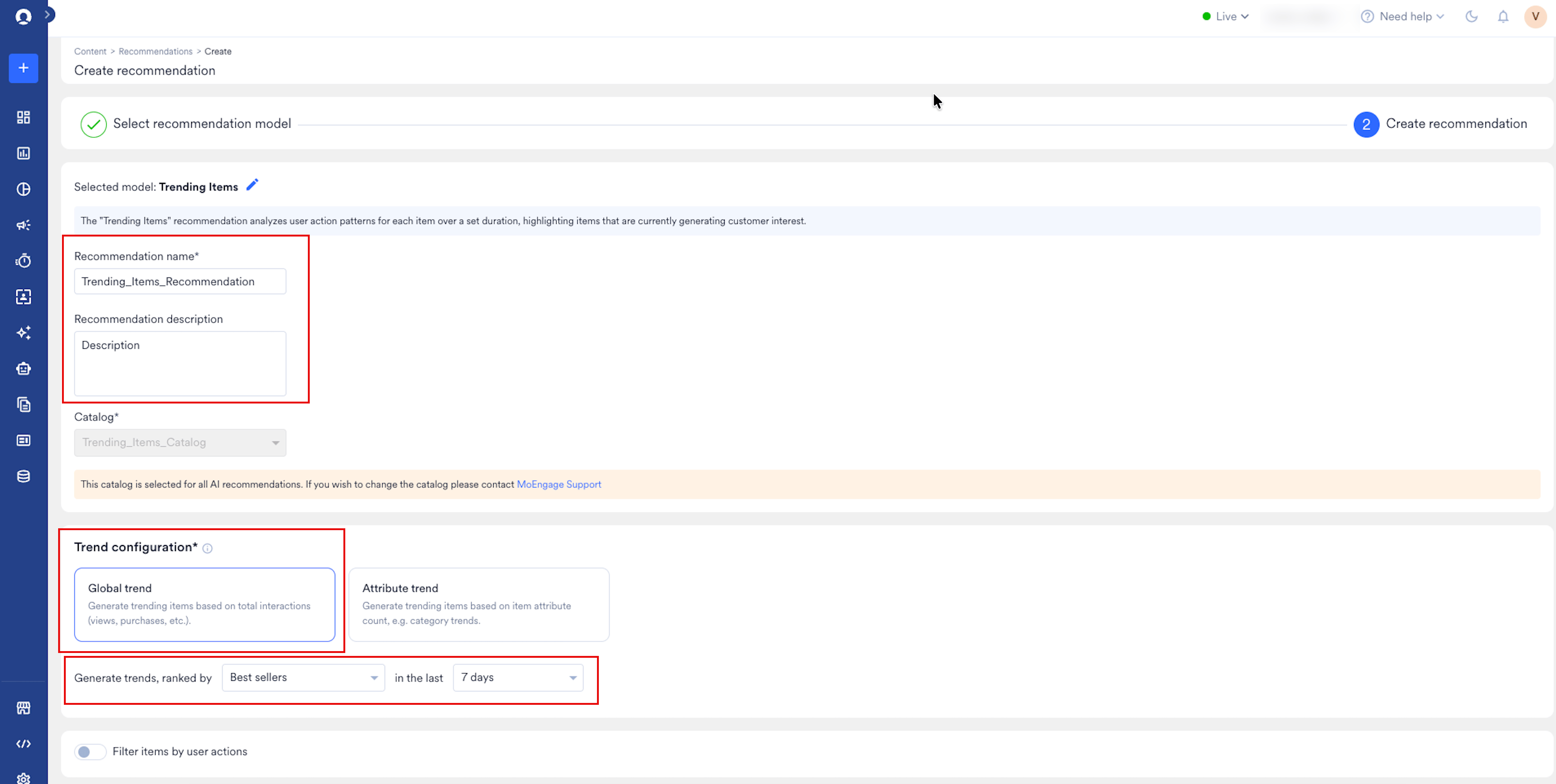 Configure a Global trend