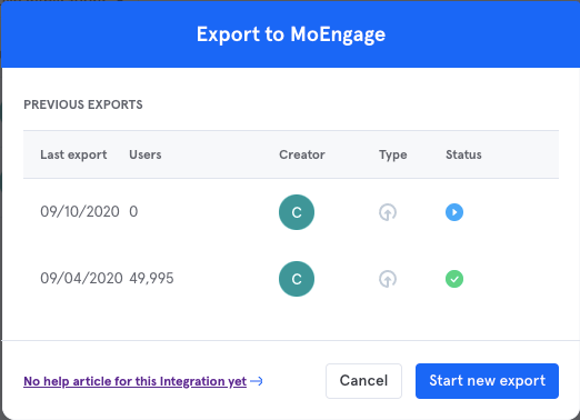 Mixpanel cohort export status