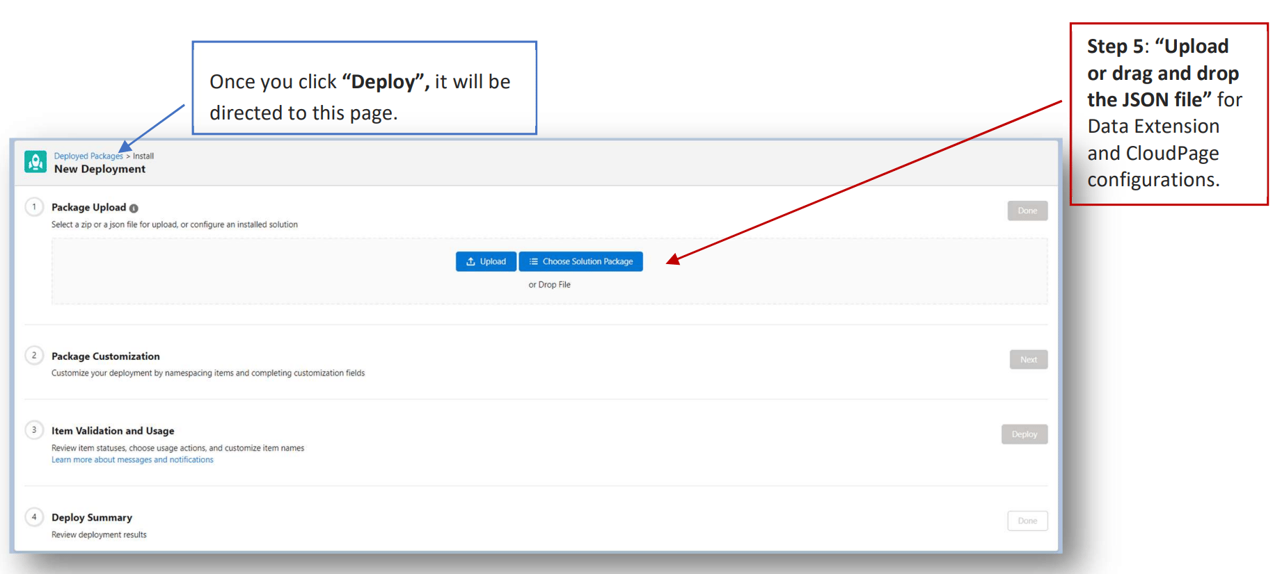 Uploading the MoEngage solution package JSON