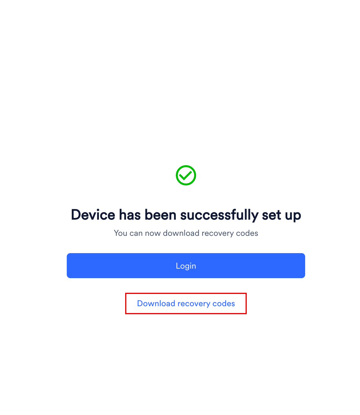 Download recovery codes