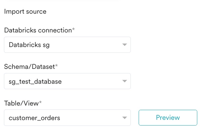 Table/View selection