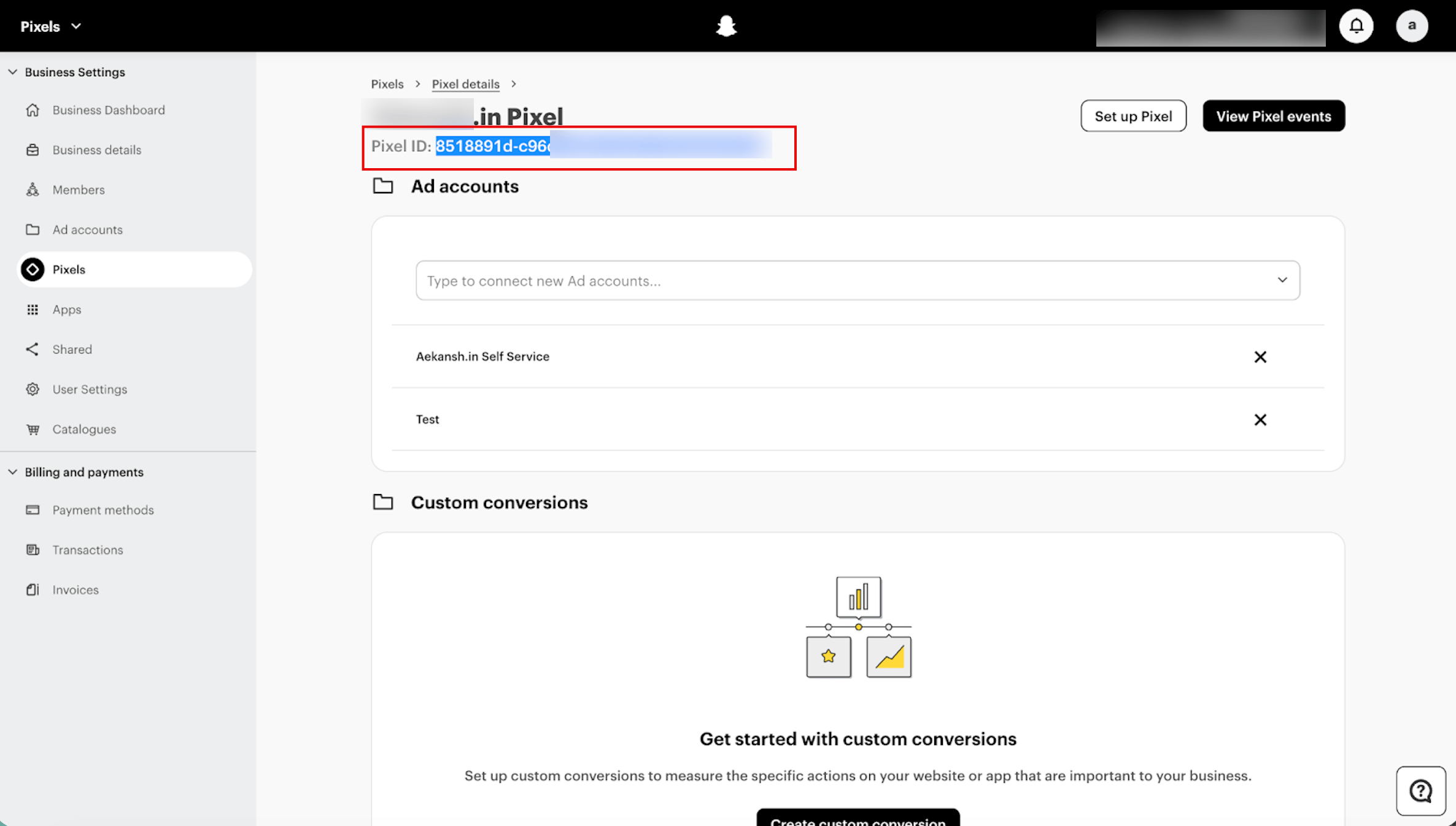 Copy the Pixel ID for use in Step 2