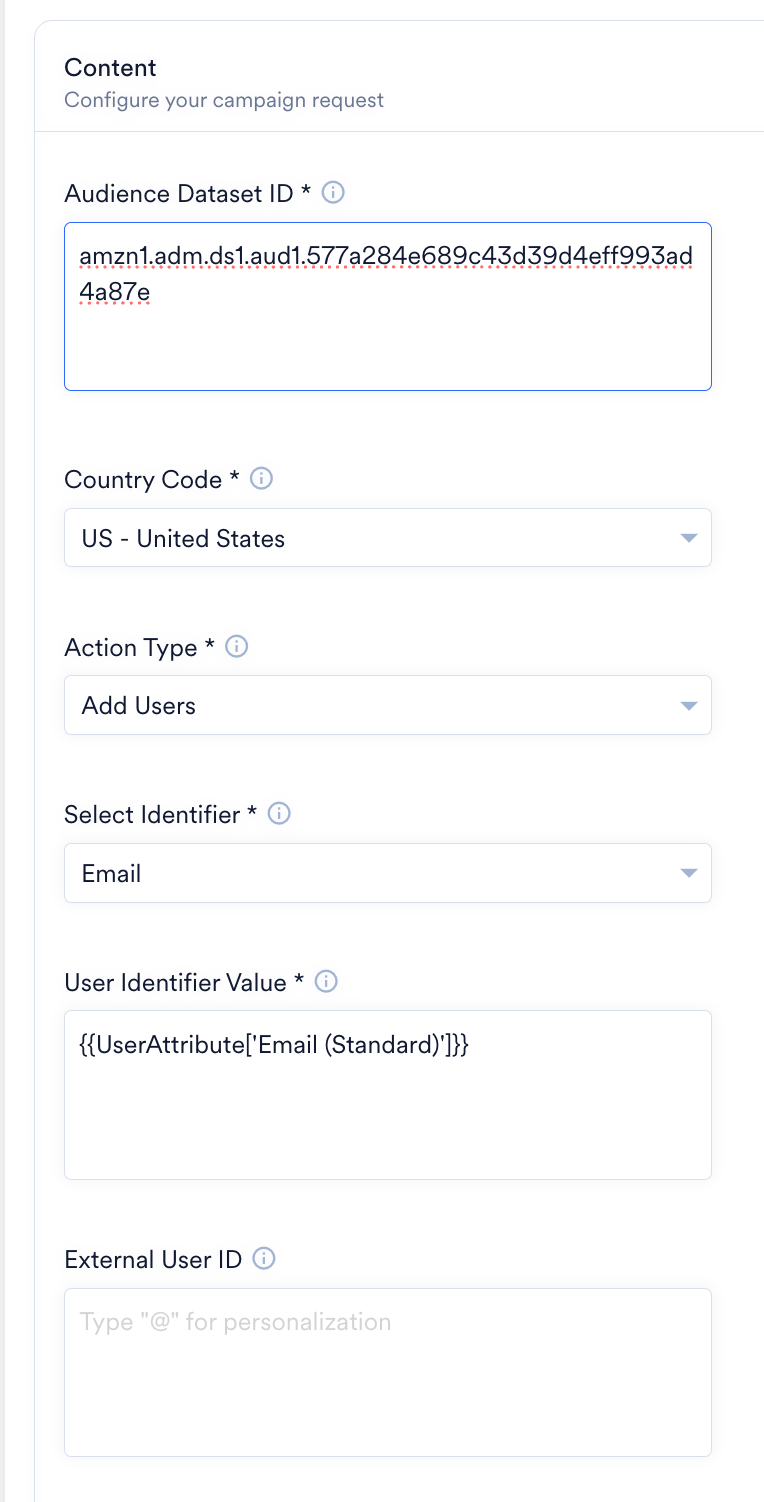 Update Users to Audience connector fields in MoEngage
