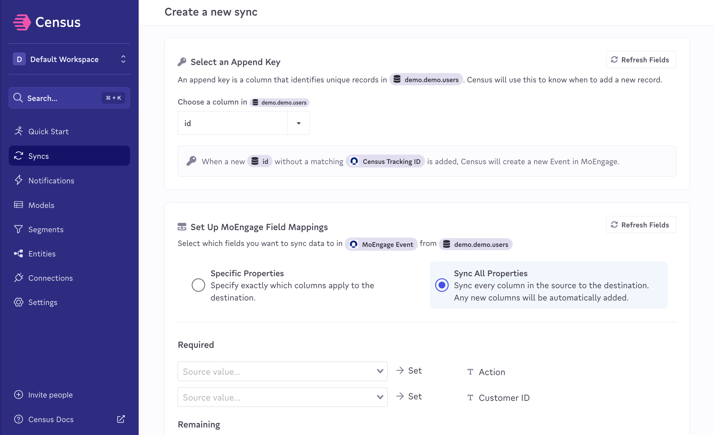 Choosing backfill or skip current records for Event sync