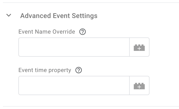 Advanced Event Settings section in the MoEngage Tag