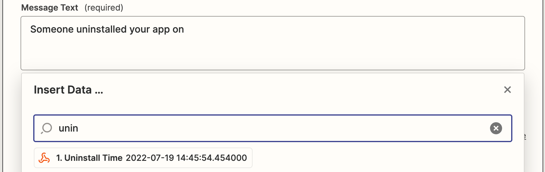Mapping data from previous step into Slack action fields