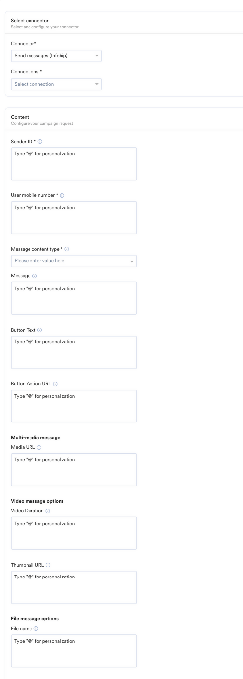 Infobip connector content configuration
