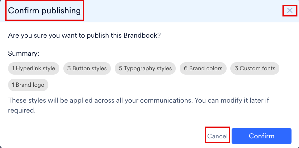 Cancel publishing dialog
