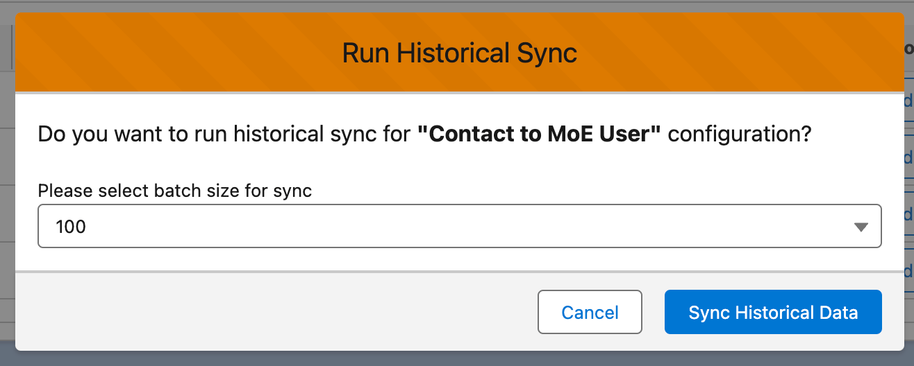 Historic sync batch size configuration