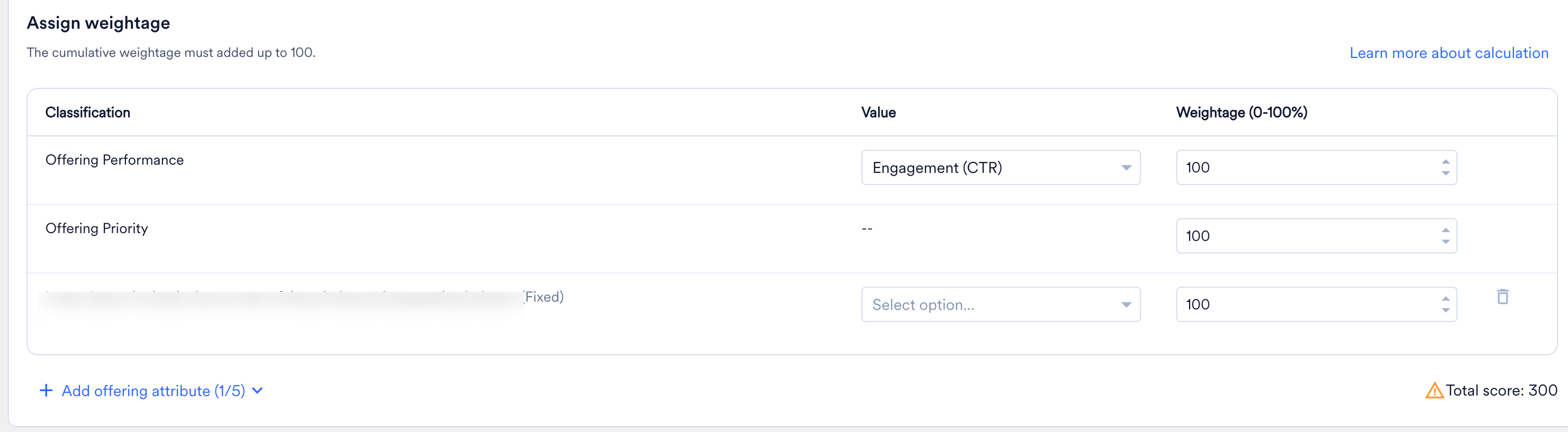 Assign Weightage