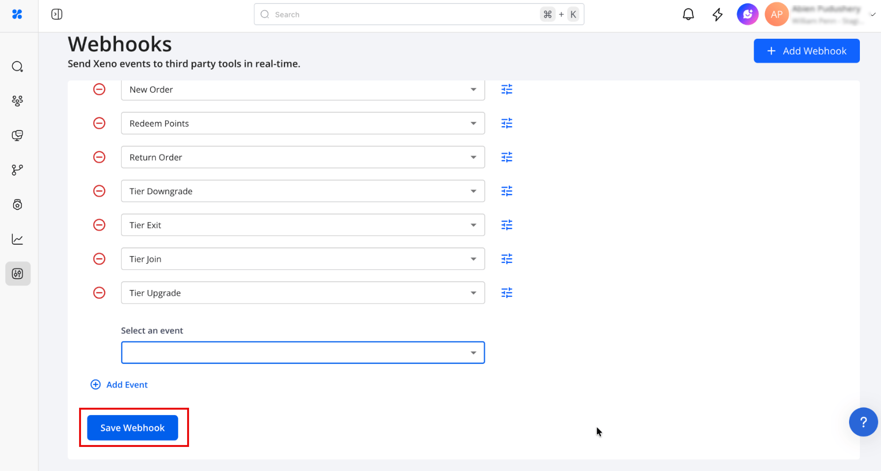 Xeno Save Webhook button