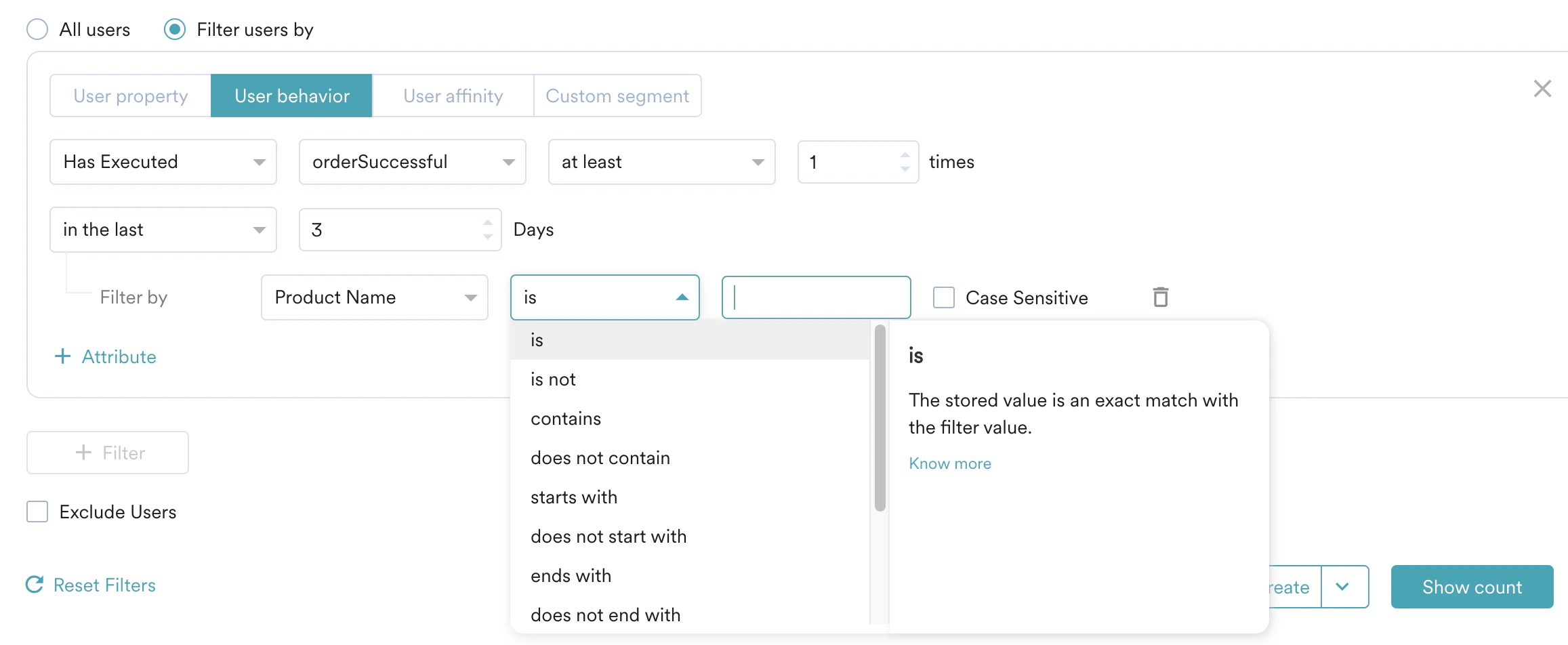 Segmentation User Attributes