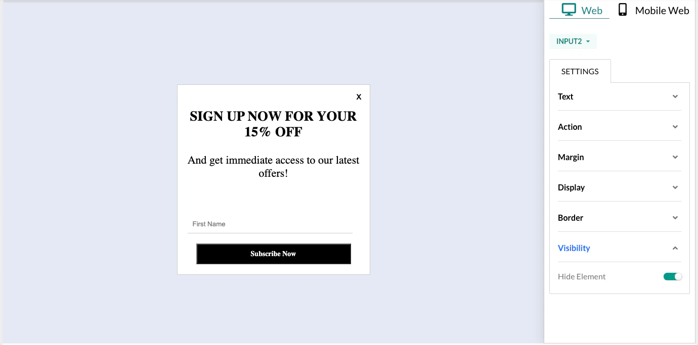 Screenshot showing how to hide an input widget.