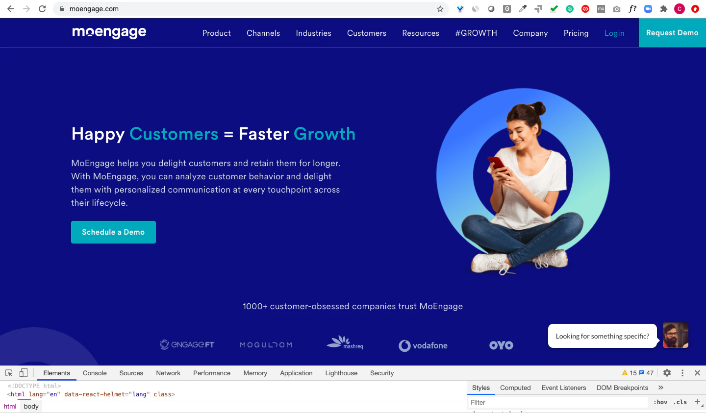 Screenshot showing how to open developer options in Chrome.