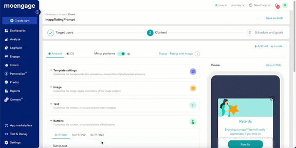 GIF demonstrating how to add a key-value pair for triggering a native in-app prompt.