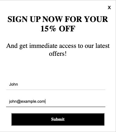 Screenshot of captured Lead Gen data in a user profile.