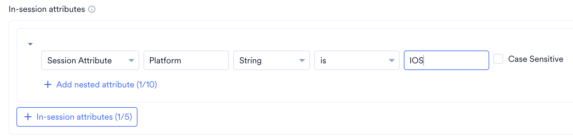 First group with one condition: Platform is IOS