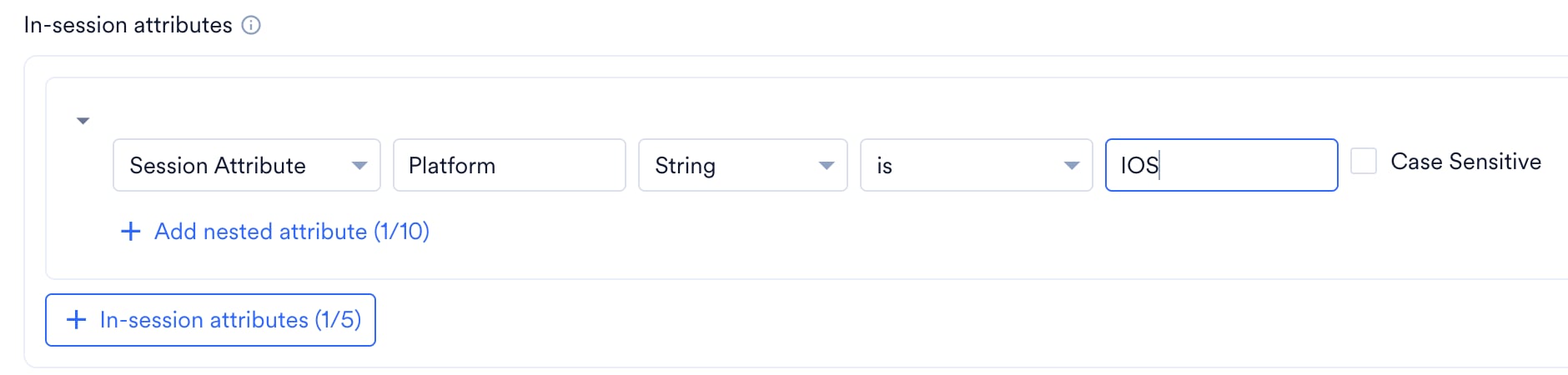 First group with one condition: Platform is IOS