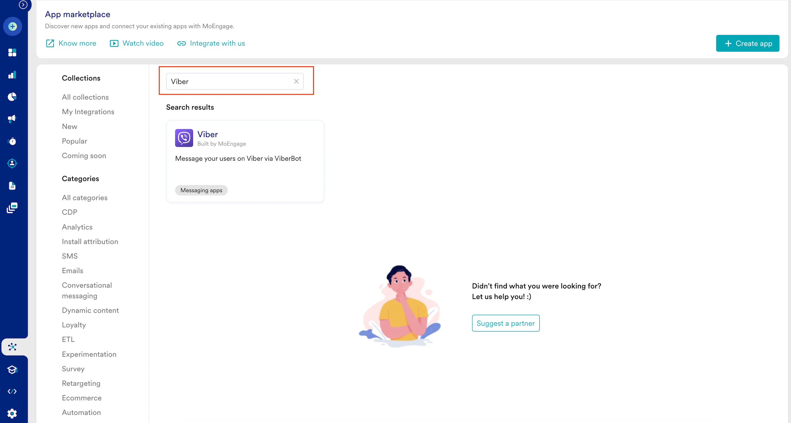 App marketplace search results showing Viber
