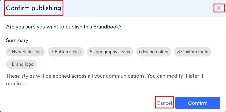 Cancel publishing dialog