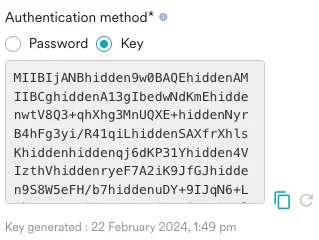 Generate key UI
