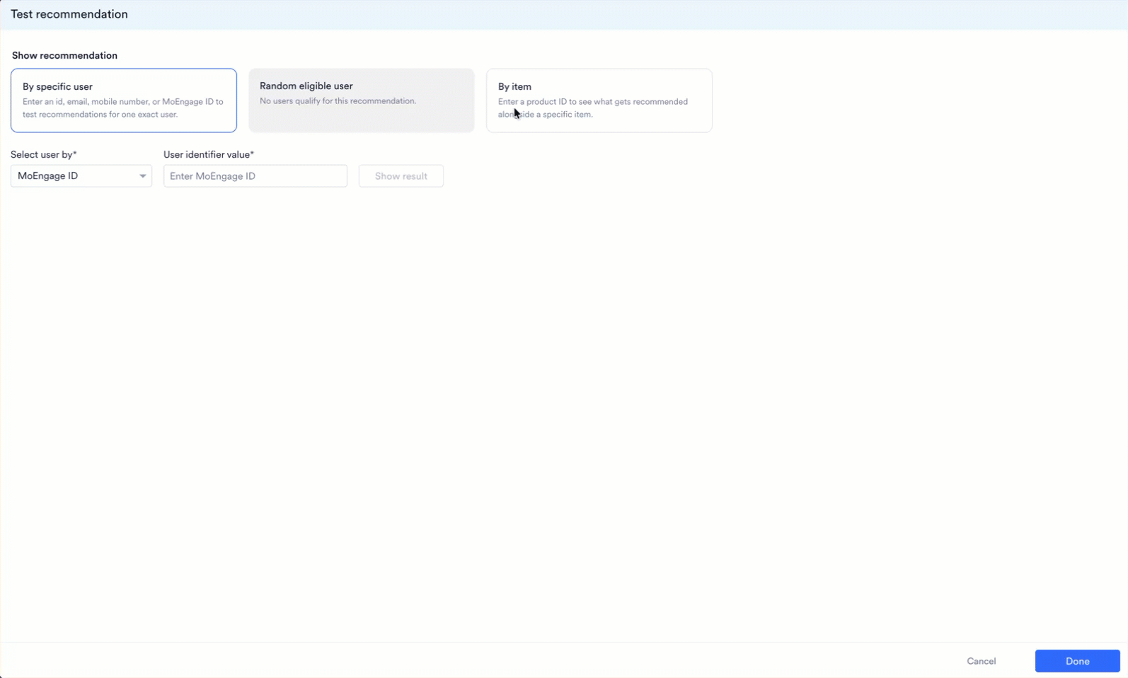 Searching the recommendation results and switching between grid view and list view
