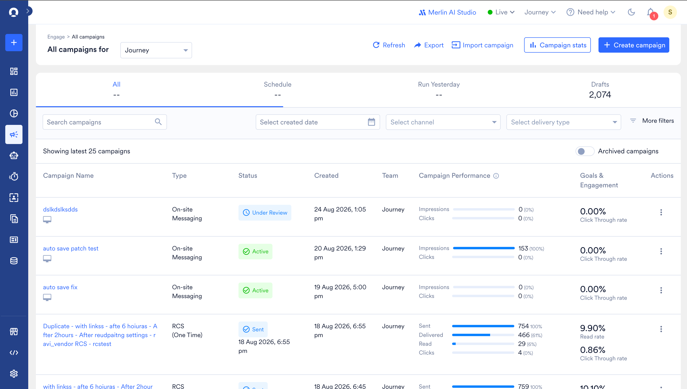 Dashboard overview