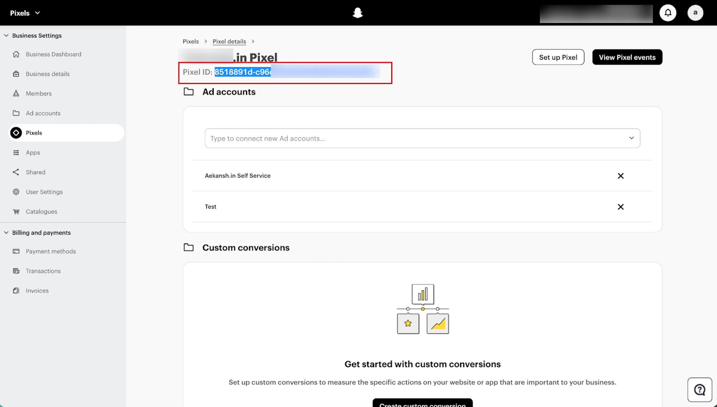 Copy the Pixel ID for use in Step 2