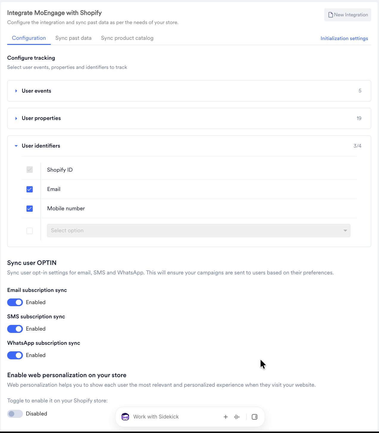 User identifiers section with Shopify ID, Email, and Mobile number selected