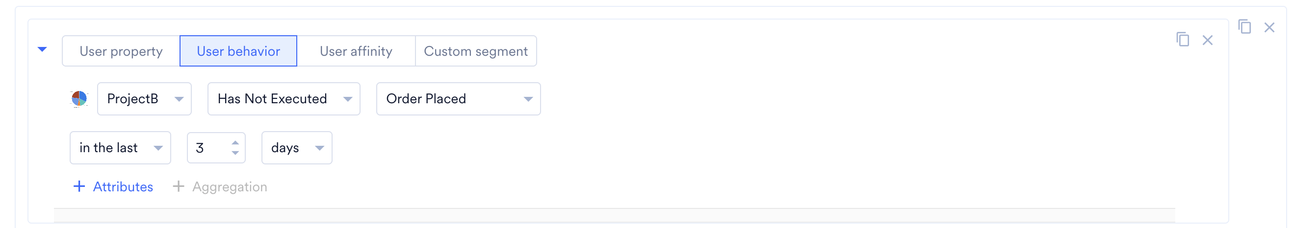 Cross-project segmentation with multiple filter rules