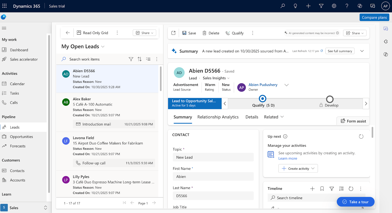 MoEngage UI showing a synced D365 contact with the expected attributes
