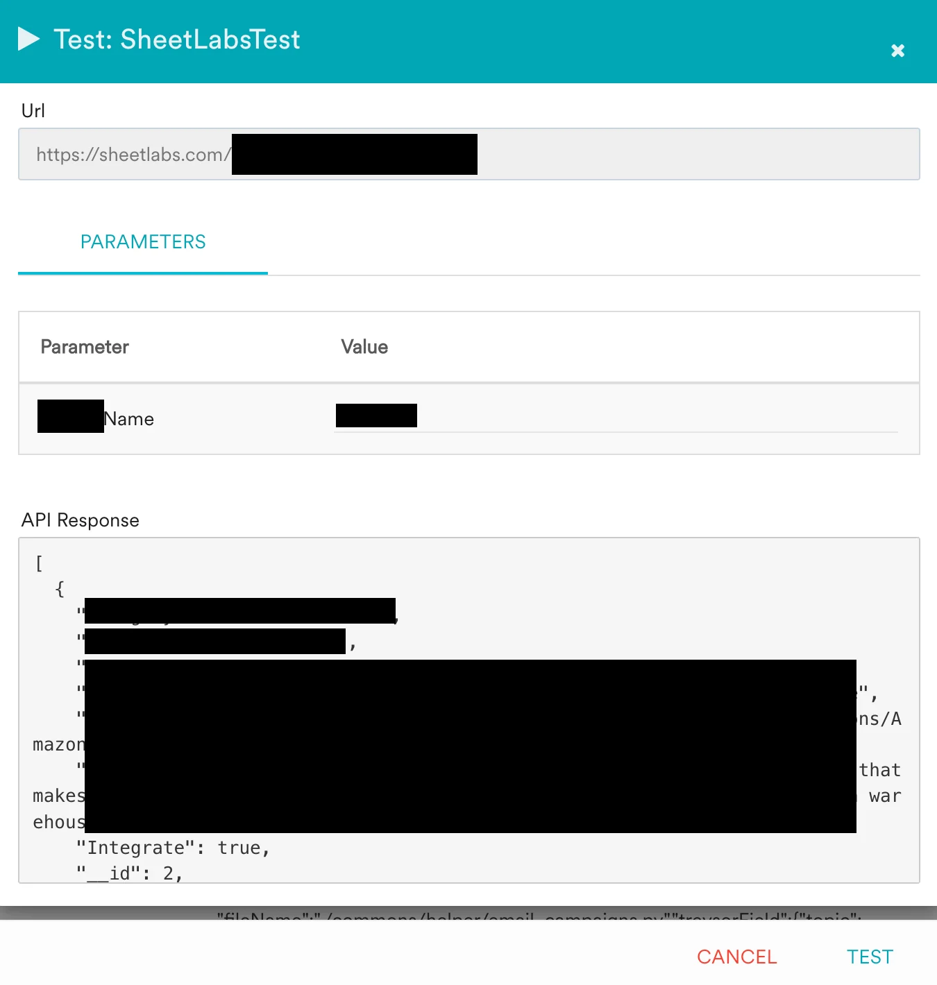 Testing the Sheetlabs Content API response in MoEngage