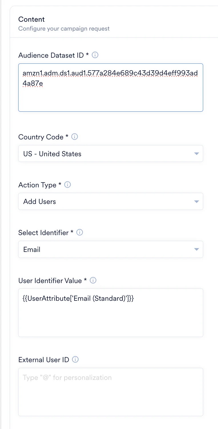 Update Users to Audience connector fields in MoEngage