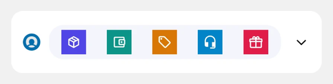 A collapsed notification from a sample app, showing a row of five square icons: orders, wallet, offers, support, and rewards