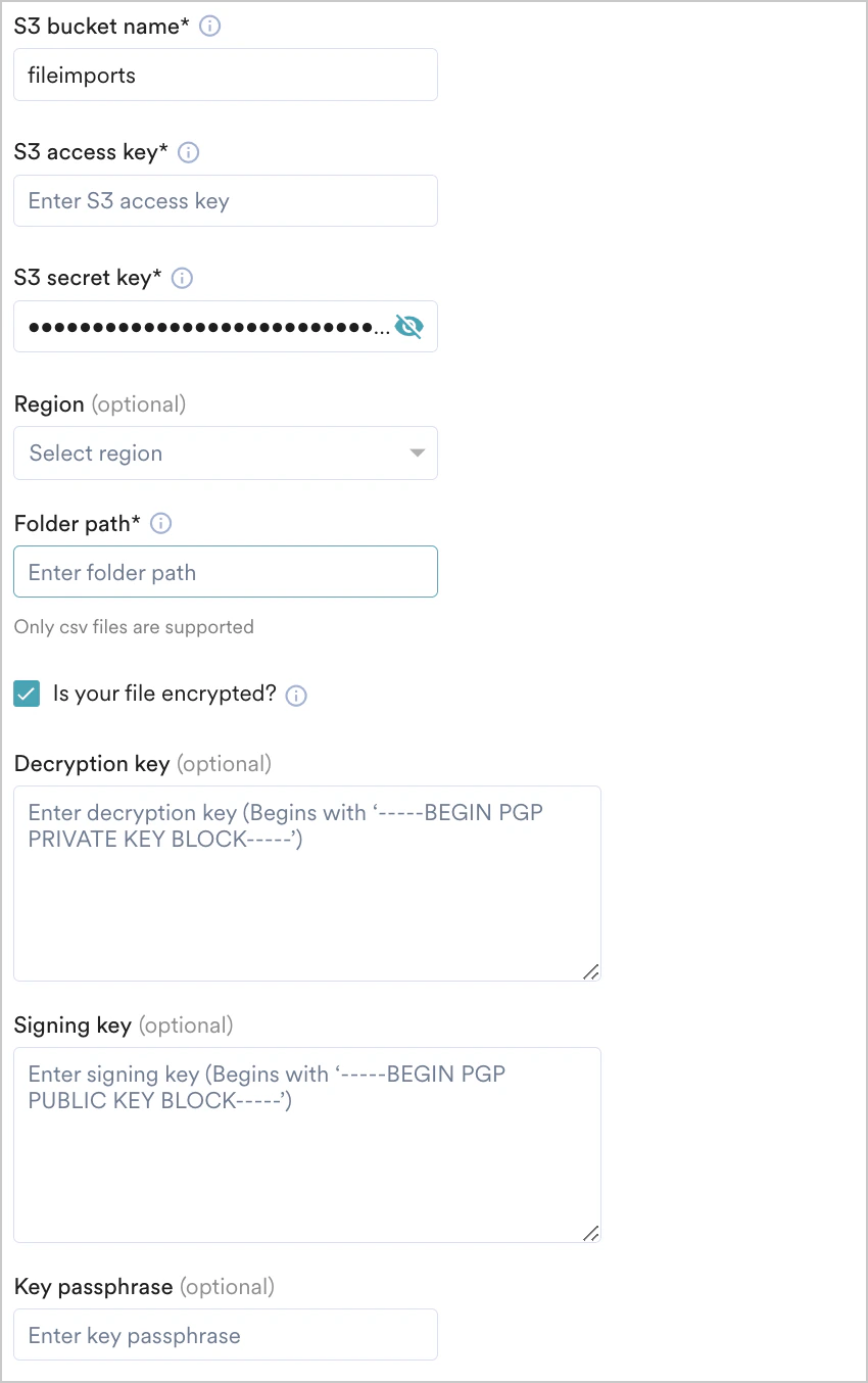 Adding Your S3 Credentials