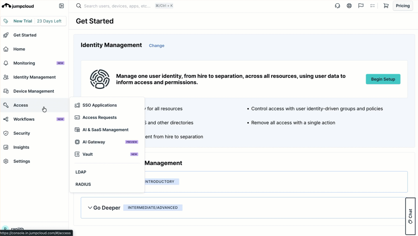 Create the SSO application in JumpCloud