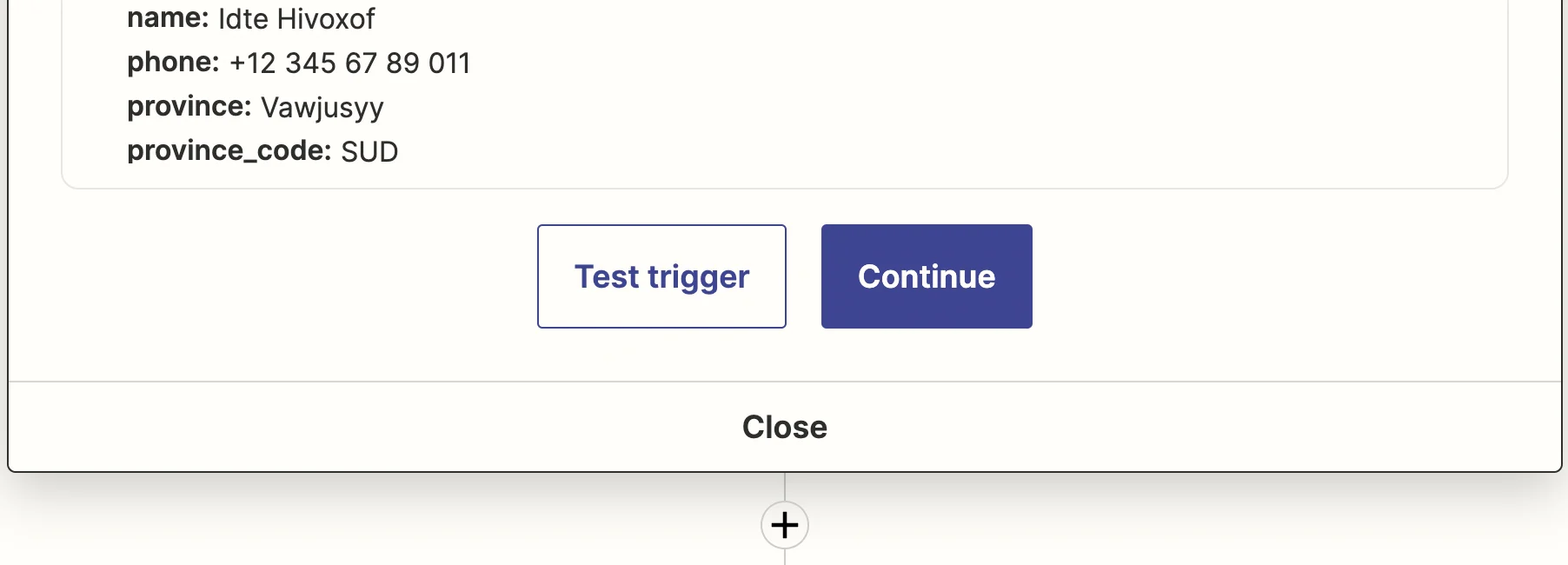 Test trigger sample data for Shopify New Paid Order
