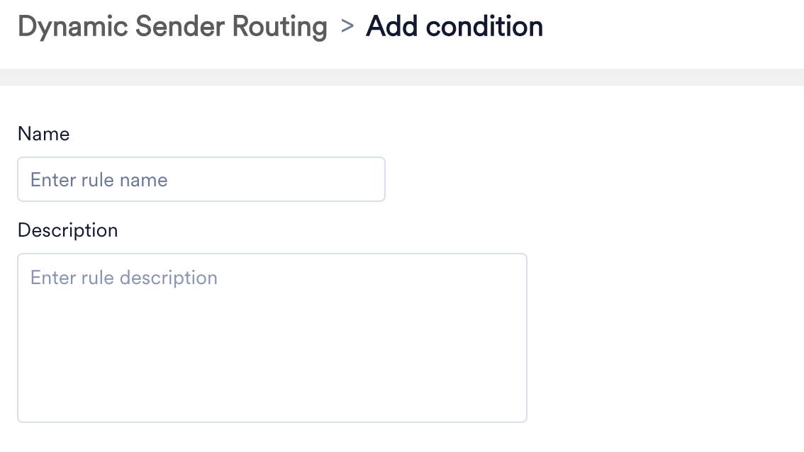 Add condition page with Name and Description fields