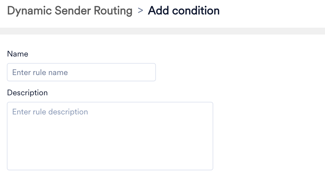Add condition page with Name and Description fields