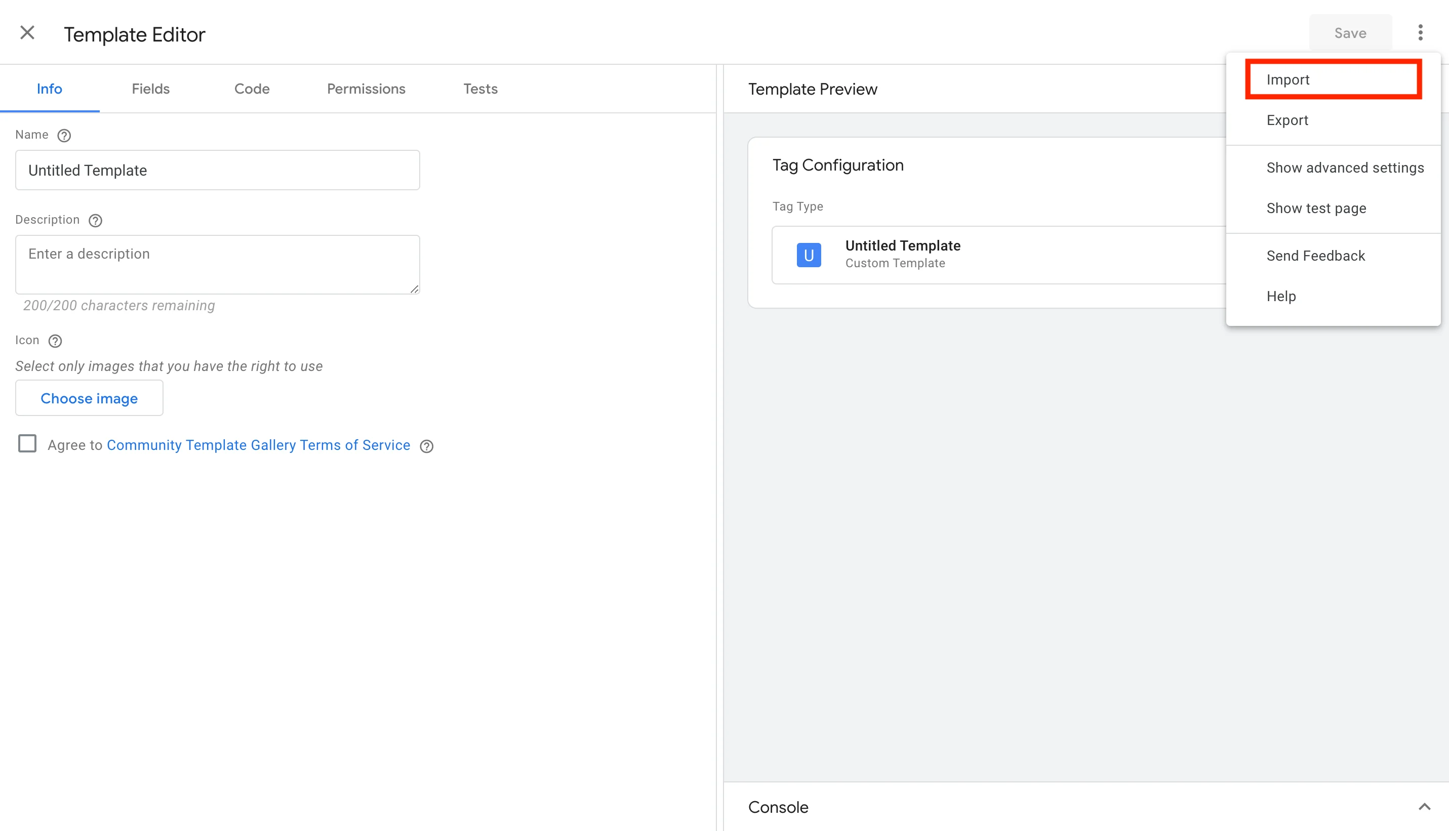 MoEngage tag editor view in GTM