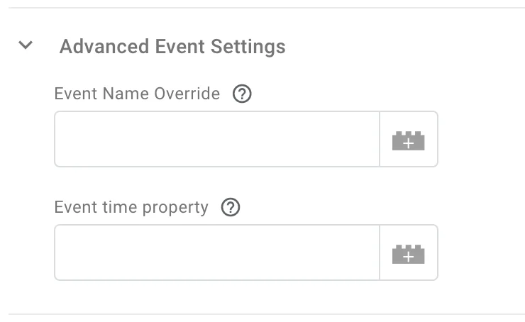 Advanced Event Settings section in the MoEngage Tag