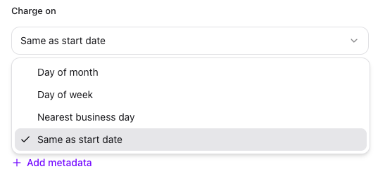 Charge on dropdown